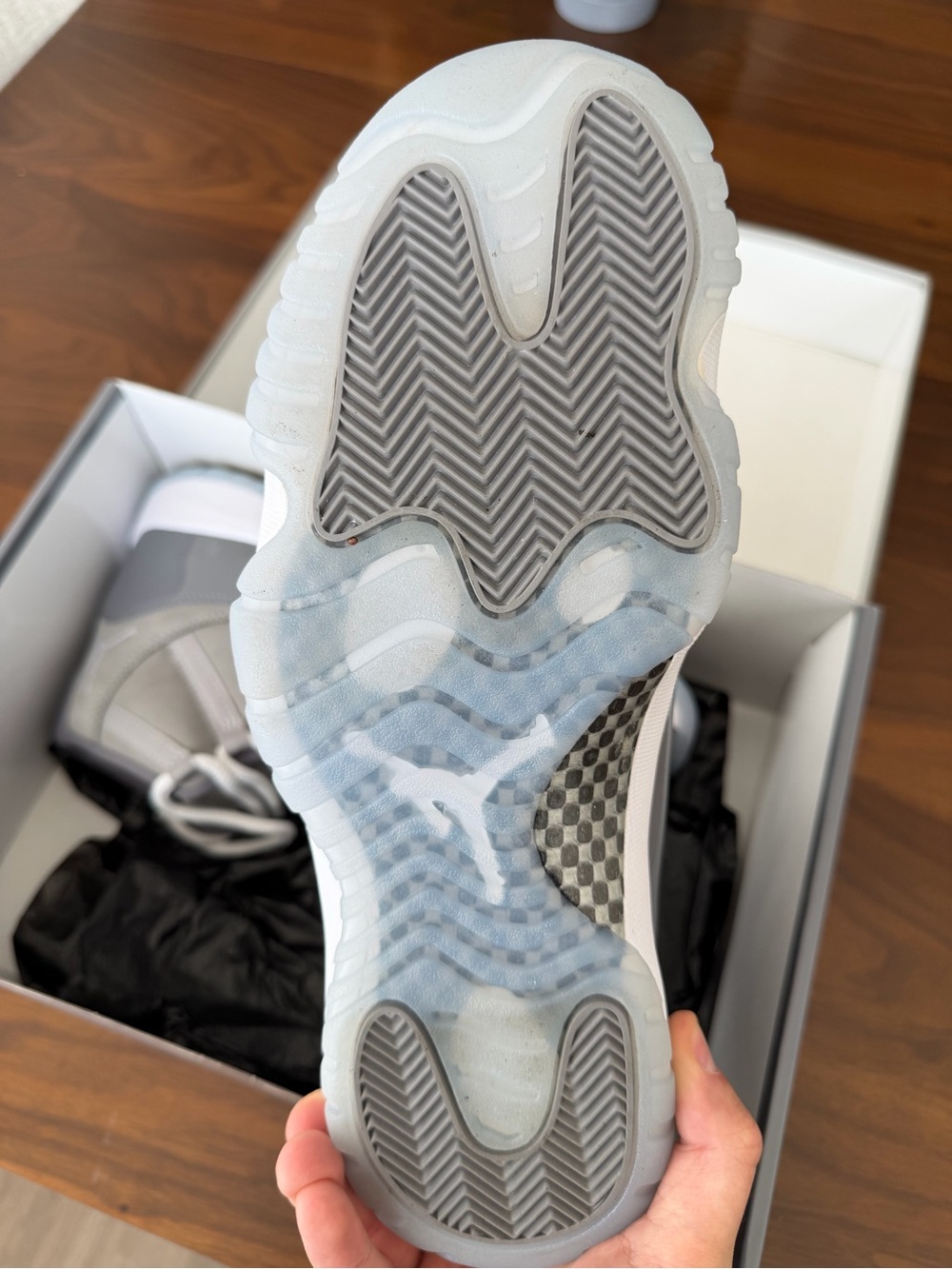 Jordan 11 Cool Grey and White Retro High-Top Sneakers - Picture 4 of 4